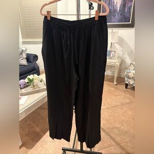 Charlie Paige Black Wide Leg Women’s Large Drawstring Lounge Resort Pants NWT
